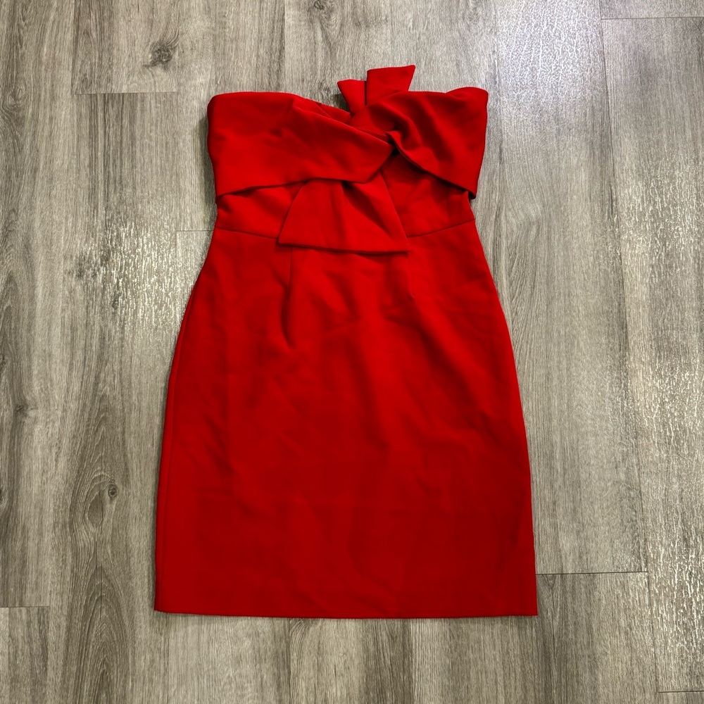 Alexia Admor Dress Women Size 6 Red Strapless Bow Formal Party Chic Mini Dress